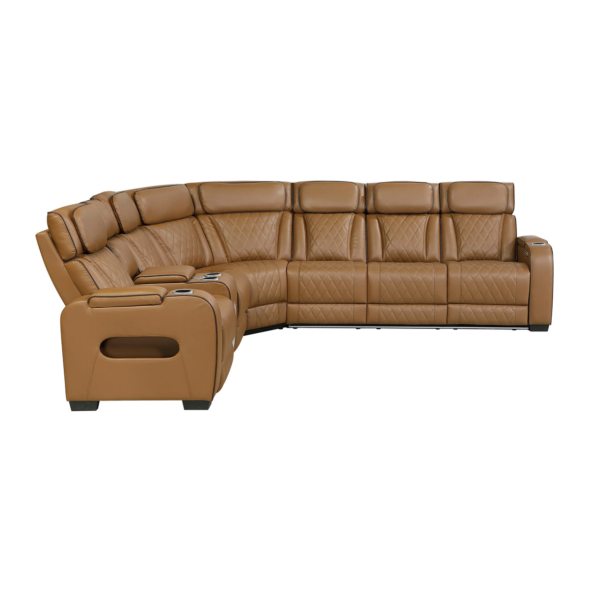 Fairway Brown 3-Piece Power Reclining Sectional with Left-Side Console by Homelegance at Eve Furniture