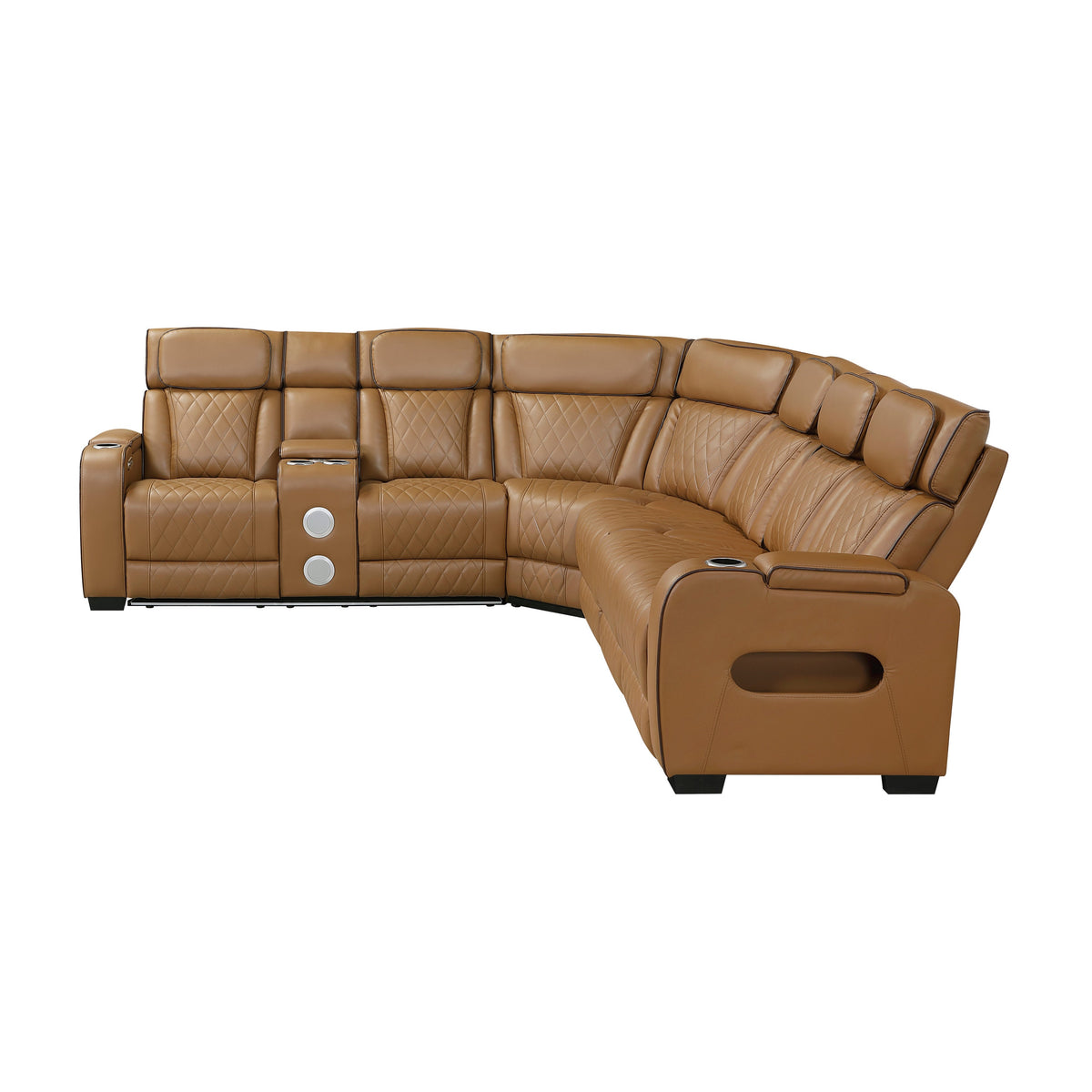 Fairway Brown 3-Piece Power Reclining Sectional with Left-Side Console by Homelegance at Eve Furniture