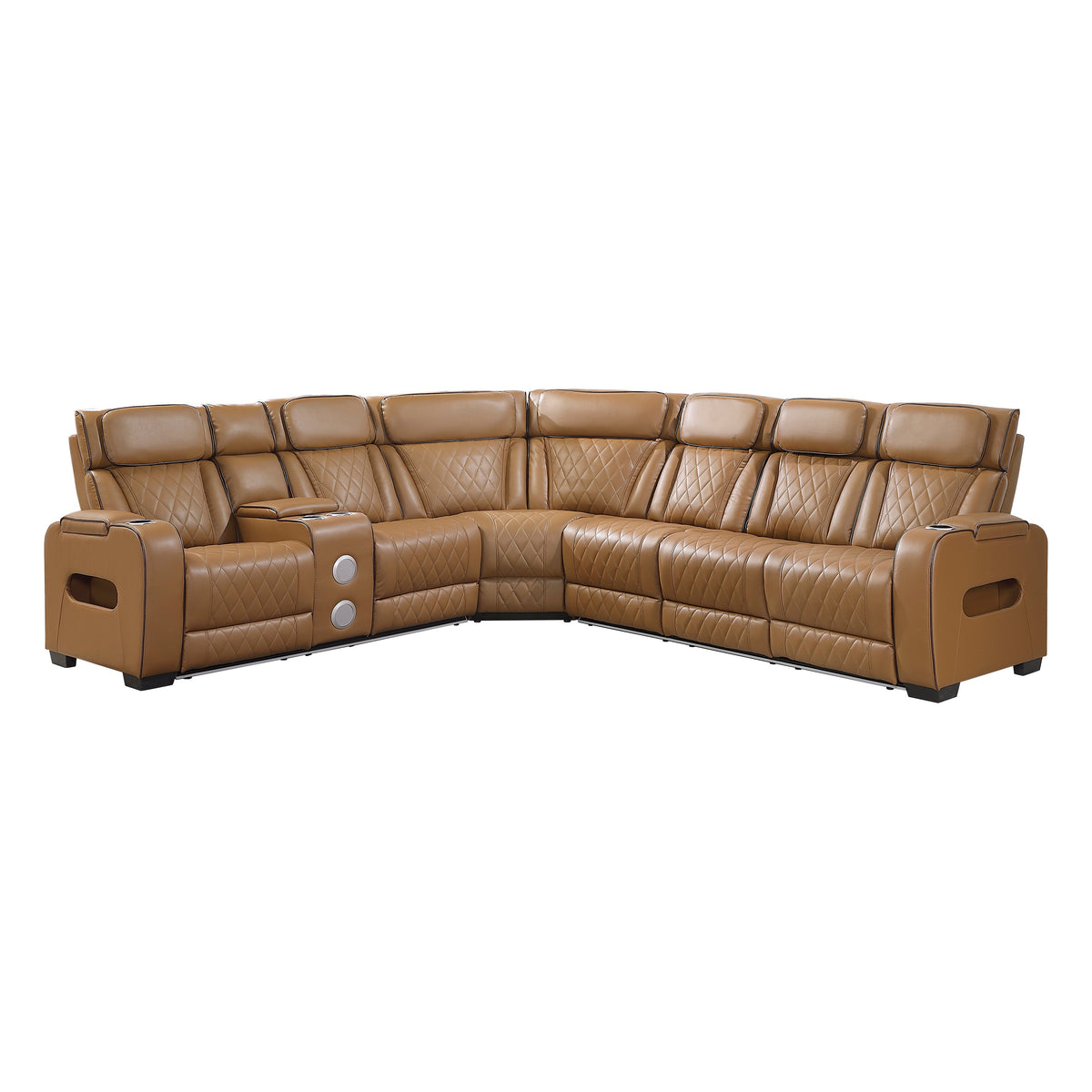 Fairway Brown 3-Piece Power Reclining Sectional with Left-Side Console by Homelegance at Eve Furniture