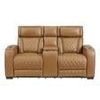 Fairway Brown Power Double Reclining Loveseat with Center Console by Homelegance at Eve Furniture
