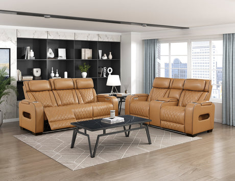 Fairway Brown Power Double Reclining Sofa by Homelegance at Eve Furniture