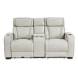Fairway Taupe Power Double Reclining Loveseat with Center Console by Homelegance at Eve Furniture
