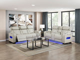 Fairway Taupe Power Double Reclining Loveseat with Center Console by Homelegance at Eve Furniture