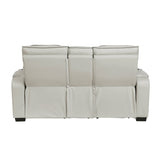Fairway Taupe Power Double Reclining Loveseat with Center Console by Homelegance at Eve Furniture