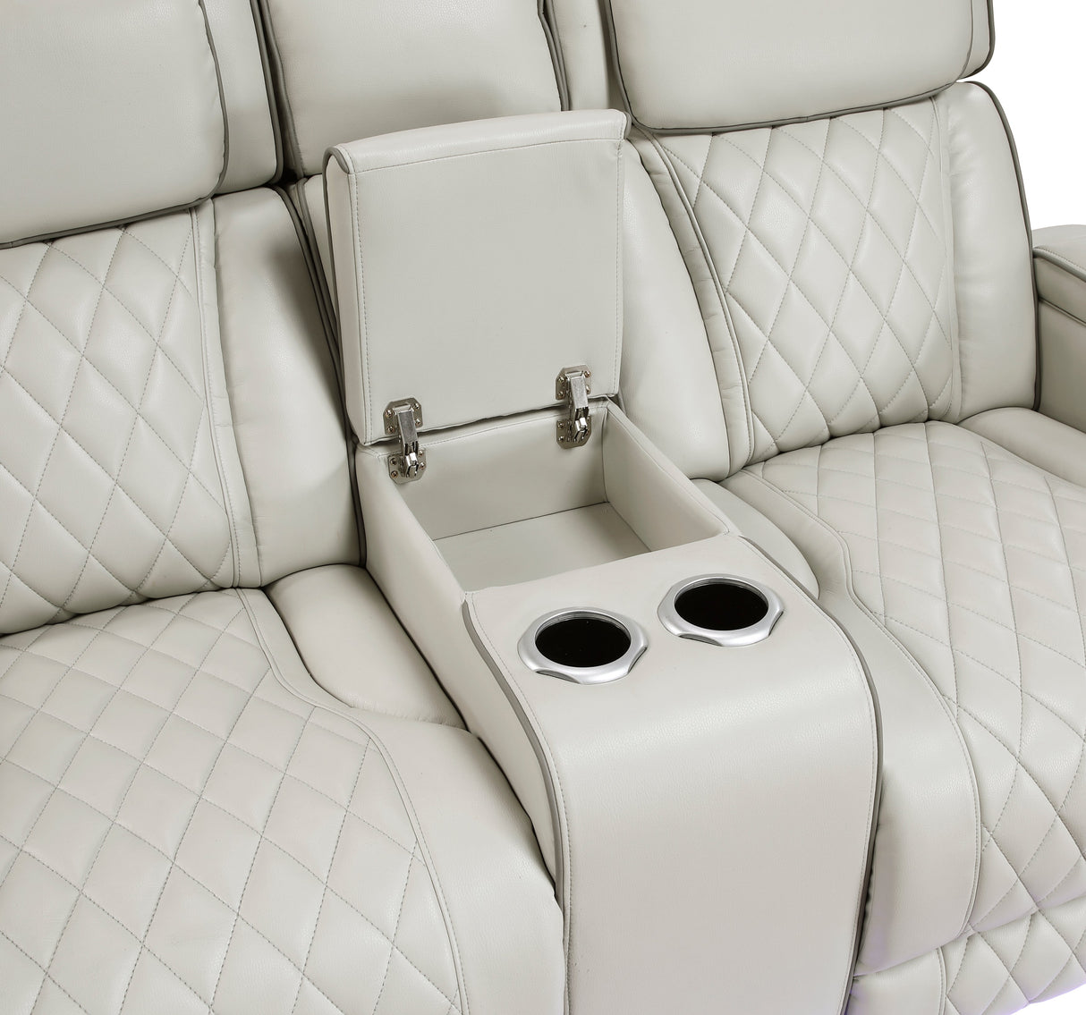 Fairway Taupe Power Double Reclining Loveseat with Center Console by Homelegance at Eve Furniture