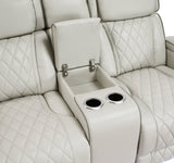 Fairway Taupe Power Double Reclining Loveseat with Center Console by Homelegance at Eve Furniture