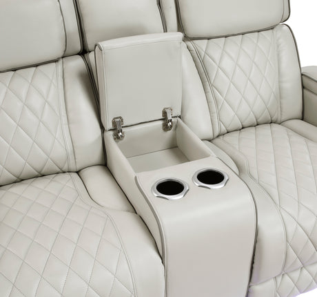 Fairway Taupe Power Double Reclining Loveseat with Center Console by Homelegance at Eve Furniture