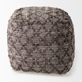 Falguni 16.0L x 16.0W x 16.0H Gray Leather and Cotton Patterned Pouf by Mercana at Eve Furniture