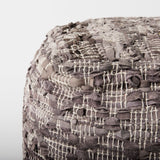 Falguni 16.0L x 16.0W x 16.0H Gray Leather and Cotton Patterned Pouf by Mercana at Eve Furniture