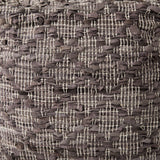 Falguni 16.0L x 16.0W x 16.0H Gray Leather and Cotton Patterned Pouf by Mercana at Eve Furniture