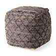 Falguni 16.0L x 16.0W x 16.0H Gray Leather and Cotton Patterned Pouf by Mercana at Eve Furniture