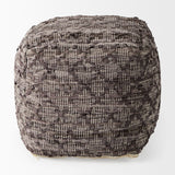 Falguni Gray Leather and Cotton Patterned Pouf by Mercana at Eve Furniture
