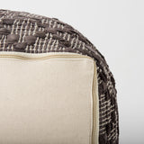 Falguni Gray Leather and Cotton Patterned Pouf by Mercana at Eve Furniture