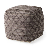 Falguni Gray Leather and Cotton Patterned Pouf by Mercana at Eve Furniture