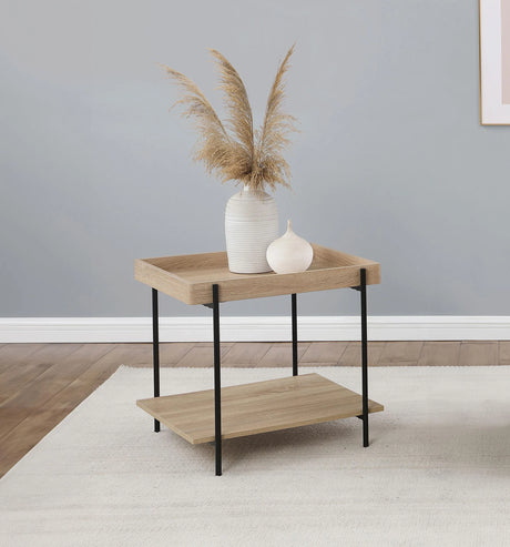 Fallon Light Brown Square Engineered Wood End Table by Coaster at Eve Furniture