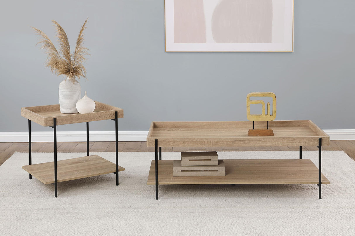 Fallon Natural 2-Piece Rectangular Coffee and End Table Set by Coaster at Eve Furniture