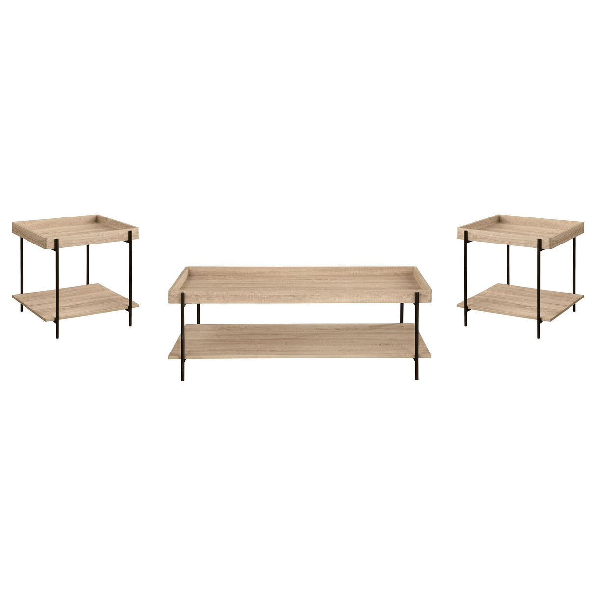 Fallon Natural 3-Piece Rectangular Coffee and End Table Set by Coaster at Eve Furniture