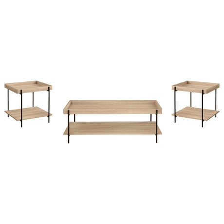 Fallon Natural 3-Piece Rectangular Coffee and End Table Set by Coaster at Eve Furniture