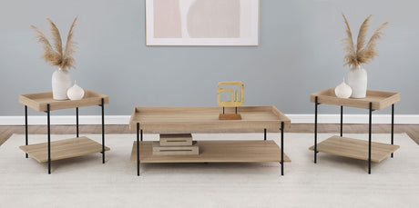 Fallon Natural 3-Piece Rectangular Coffee and End Table Set by Coaster at Eve Furniture