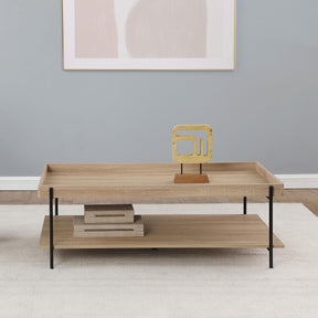 Fallon Rectangular Engineered Wood Coffee Table Light Brown by Coaster at Eve Furniture