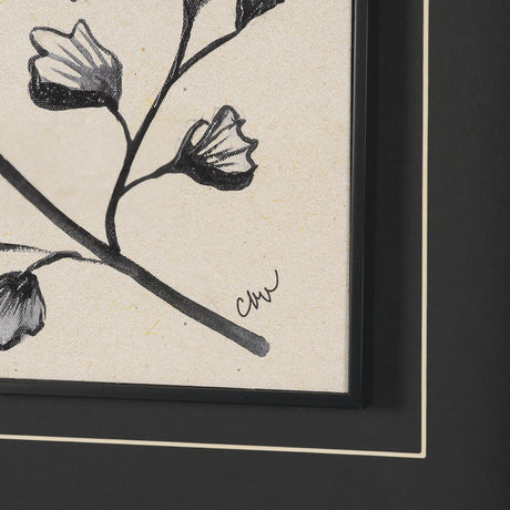 Fan Leaves by Cristina Bartl Villa Hand-Embellished Textured Framed Artwork Matted under Glass by Mercana at Eve Furniture