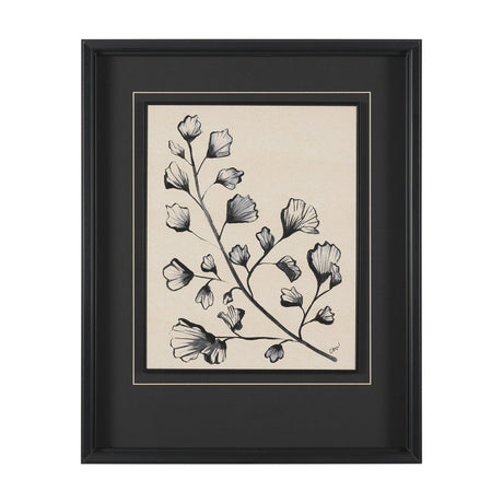 Fan Leaves by Cristina Bartl Villa Hand-Embellished Textured Framed Artwork Matted under Glass by Mercana at Eve Furniture