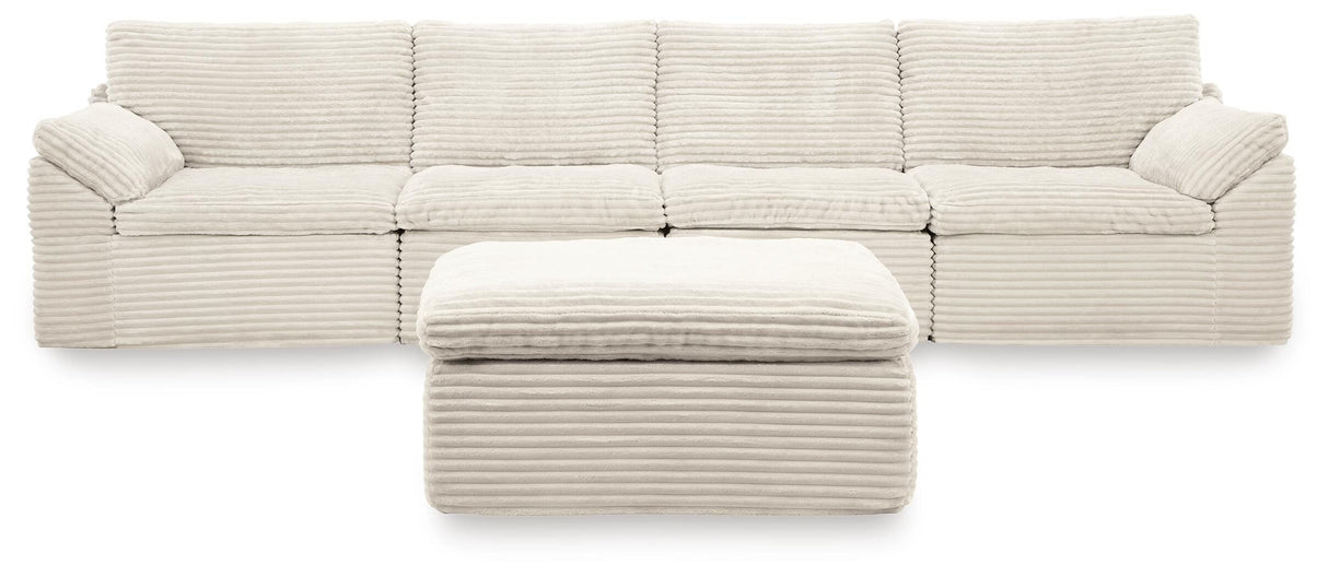 Fannin Ivory 4-Piece Sectional with Ottoman