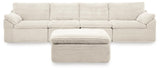 Fannin Ivory 4-Piece Sectional with Ottoman