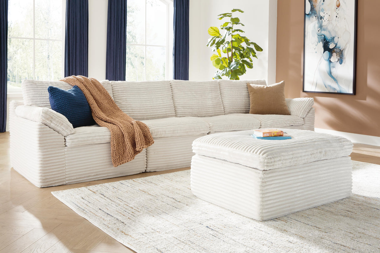 Fannin Ivory 4-Piece Sectional with Ottoman