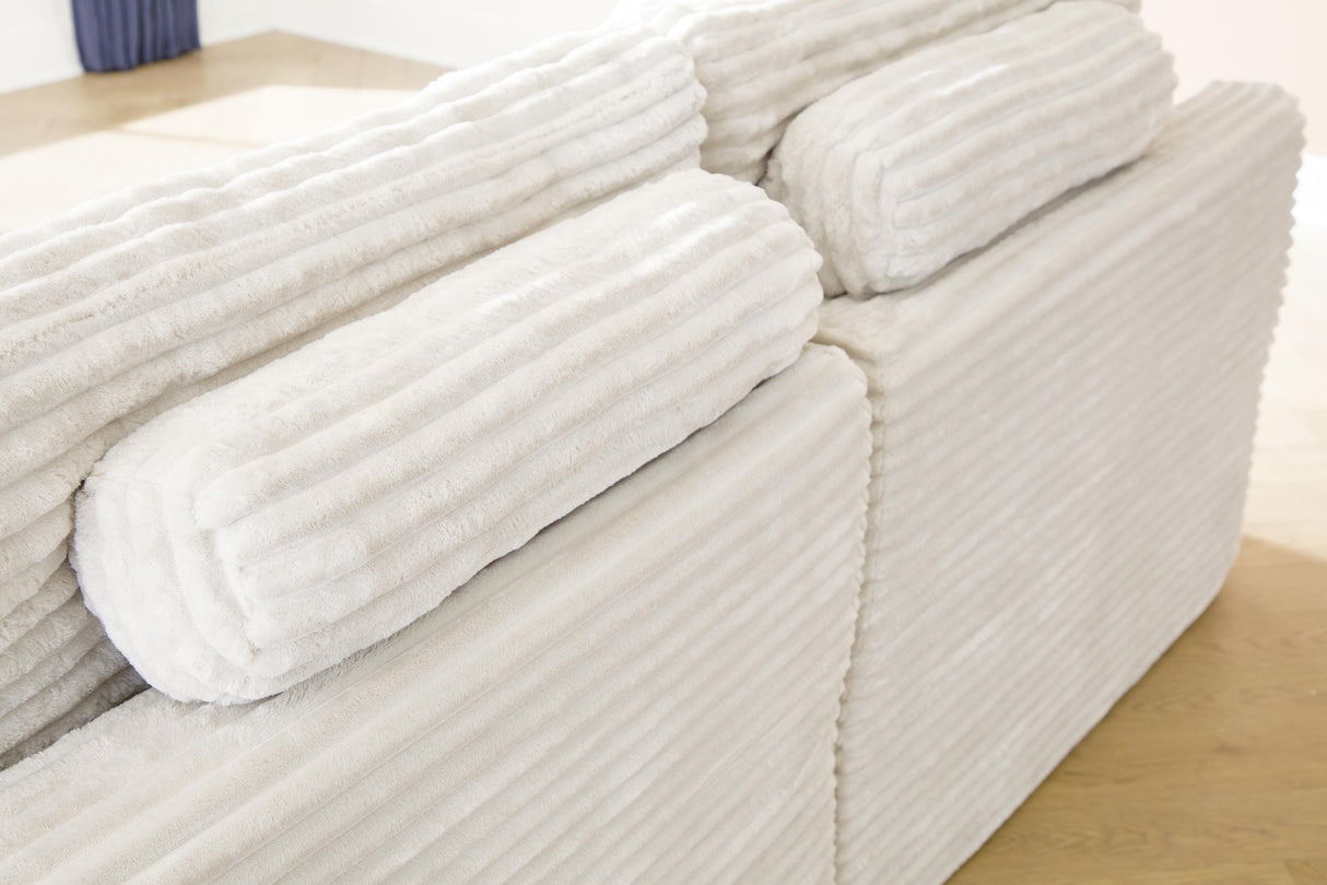Fannin Ivory 4-Piece Sectional with Ottoman