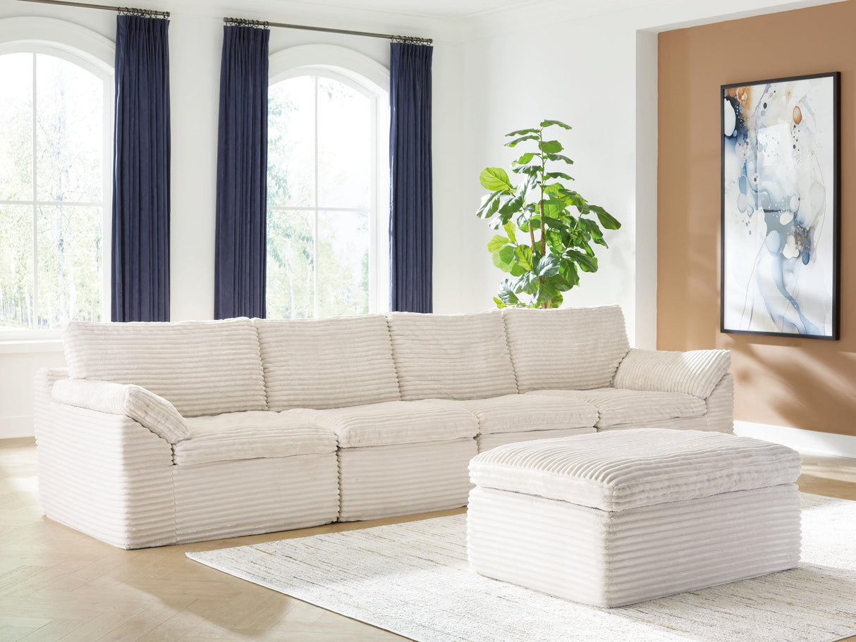 Fannin Ivory 4-Piece Sectional with Ottoman