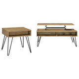 Fanning Golden Oak 2-Piece Lift Top Coffee and End Table Set by Coaster at Eve Furniture