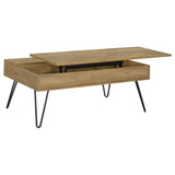 Fanning Golden Oak 2-Piece Lift Top Coffee and End Table Set by Coaster at Eve Furniture