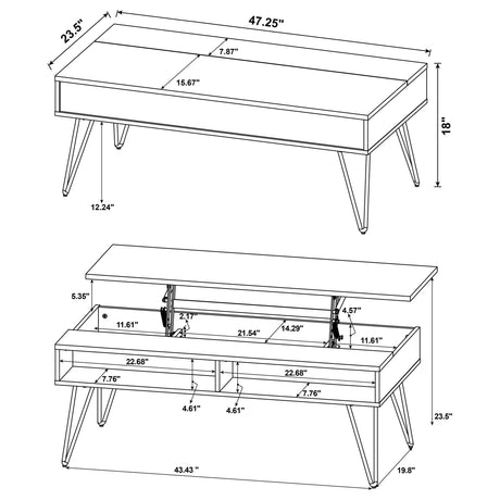 Fanning Golden Oak 3-Piece Lift Top Coffee and End Table Set by Coaster at Eve Furniture