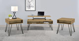 Fanning Golden Oak 3-Piece Lift Top Coffee and End Table Set by Coaster at Eve Furniture
