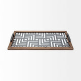 Fantuz 32L x 16W Gray Metal, Wood and Glass Serving Tray by Mercana at Eve Furniture