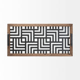 Fantuz 32L x 16W Gray Metal, Wood and Glass Serving Tray by Mercana at Eve Furniture