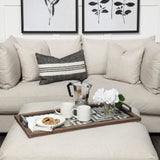 Fantuz 32L x 16W Gray Metal, Wood and Glass Serving Tray by Mercana at Eve Furniture