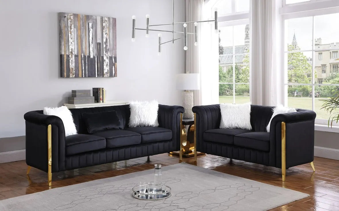 Fara Black/Gold Sofa & Loveseat by New Era Innovations at Eve Furniture