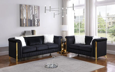 Fara Black/Gold Sofa & Loveseat by New Era Innovations at Eve Furniture