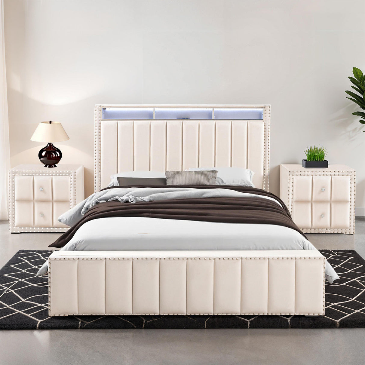 Farese Beige Queen Bedroom Set by Furniture of America at Eve Furniture