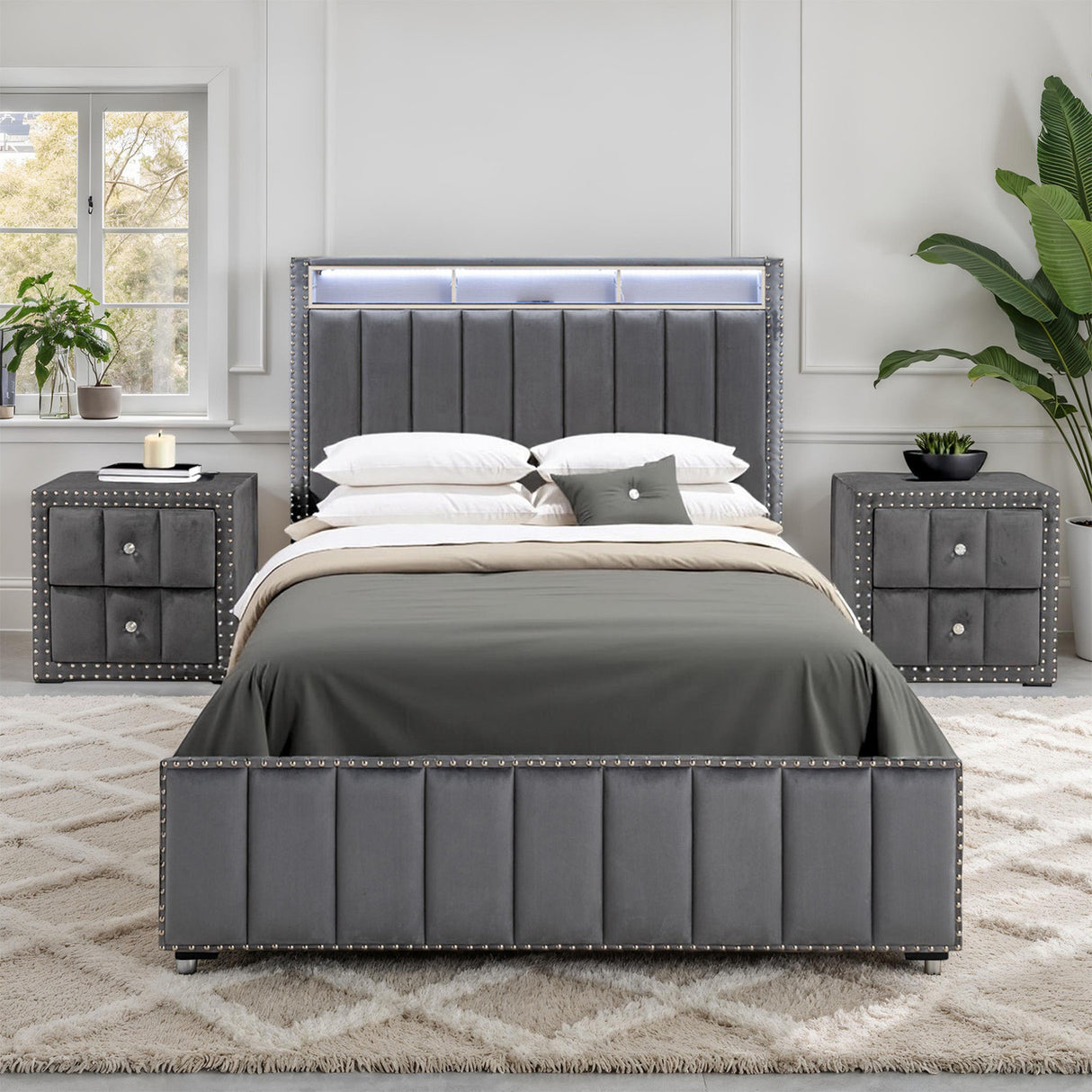 Farese Dark Gray Queen Bedroom Set by Furniture of America at Eve Furniture