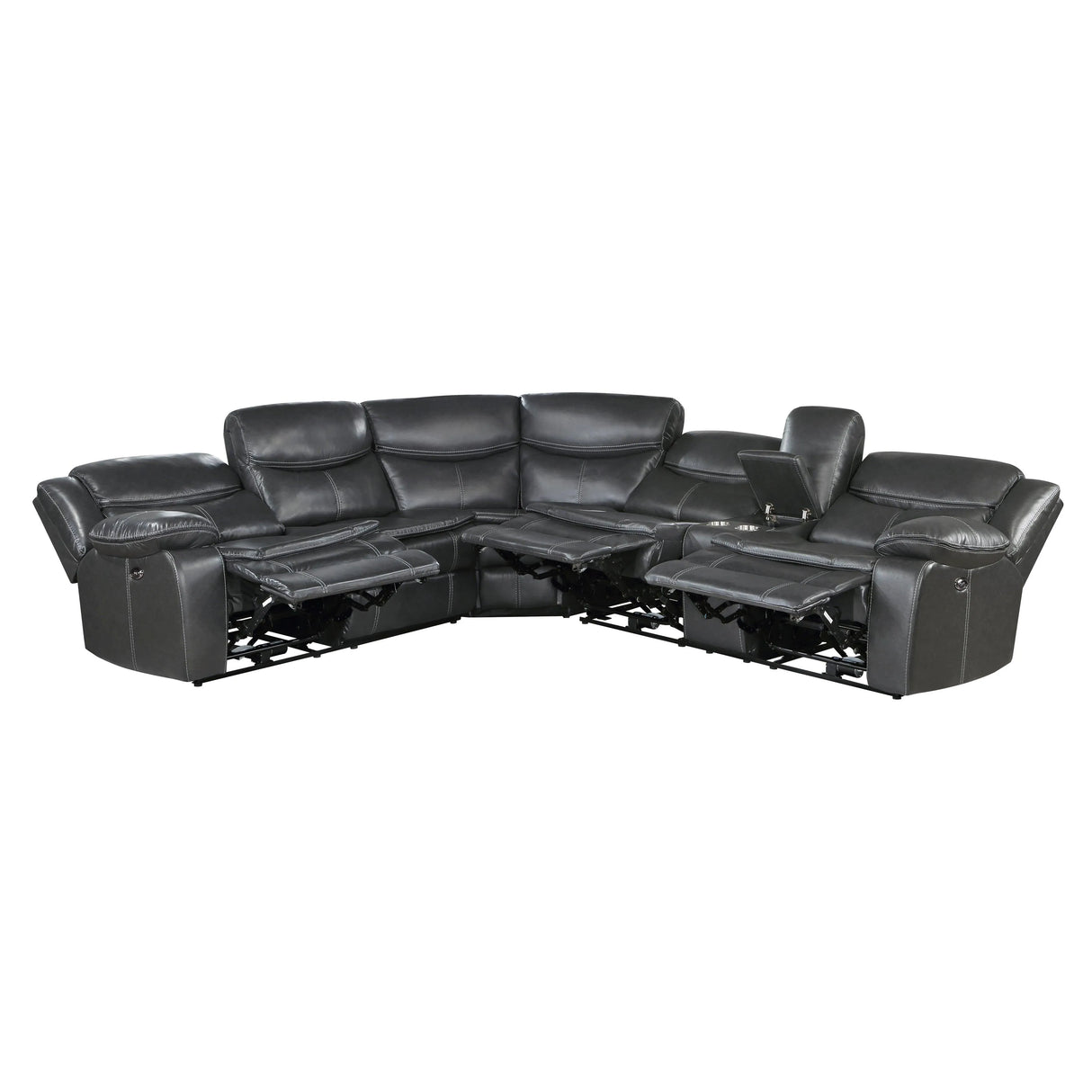Fargo 3-Piece Power Reclining Sectional with Right Console In Dark Gray by Homelegance at Eve Furniture