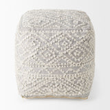Farida Light Gray Wool and Polyester Patterned Pouf by Mercana at Eve Furniture