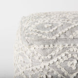 Farida Light Gray Wool and Polyester Patterned Pouf by Mercana at Eve Furniture