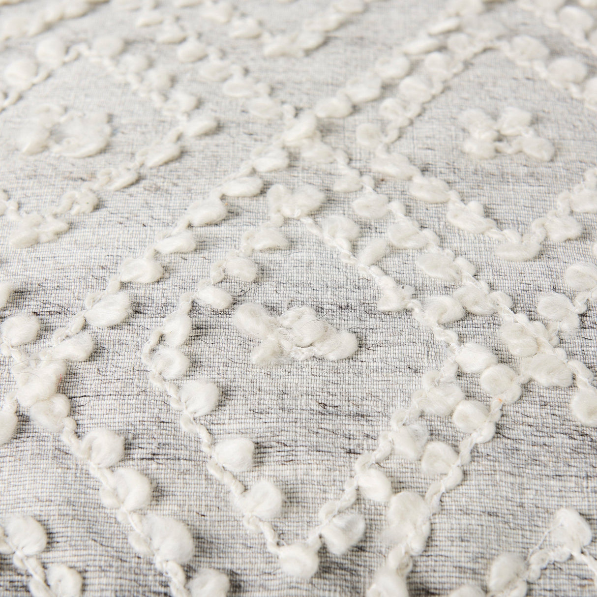 Farida Light Gray Wool and Polyester Patterned Pouf by Mercana at Eve Furniture