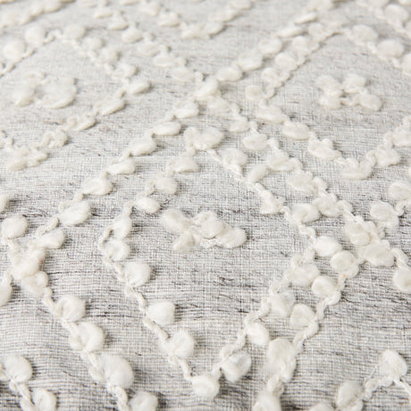 Farida Light Gray Wool and Polyester Patterned Pouf by Mercana at Eve Furniture