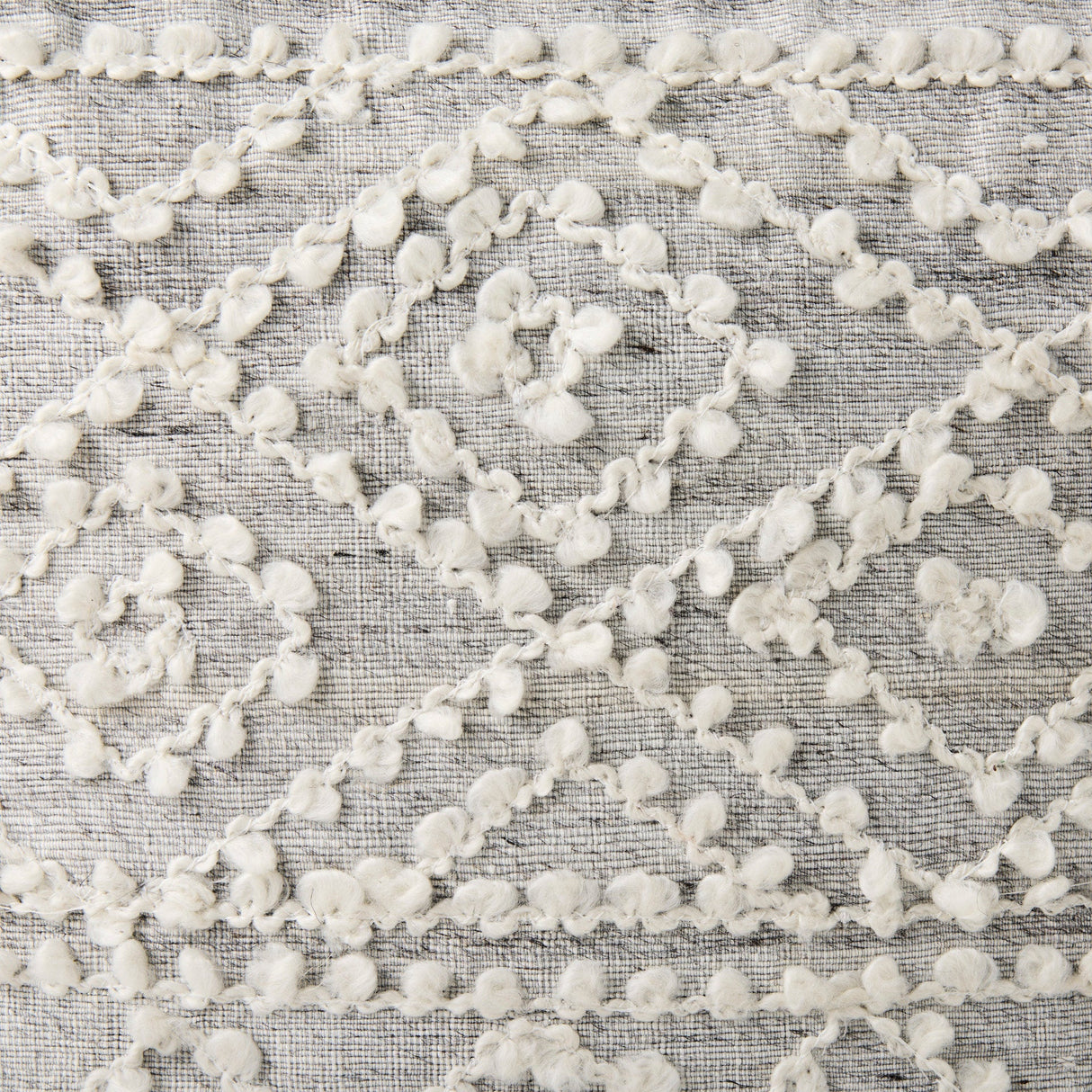 Farida Light Gray Wool and Polyester Patterned Pouf by Mercana at Eve Furniture