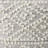 Farida Light Gray Wool and Polyester Patterned Pouf by Mercana at Eve Furniture