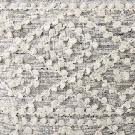 Farida Light Gray Wool and Polyester Patterned Pouf by Mercana at Eve Furniture